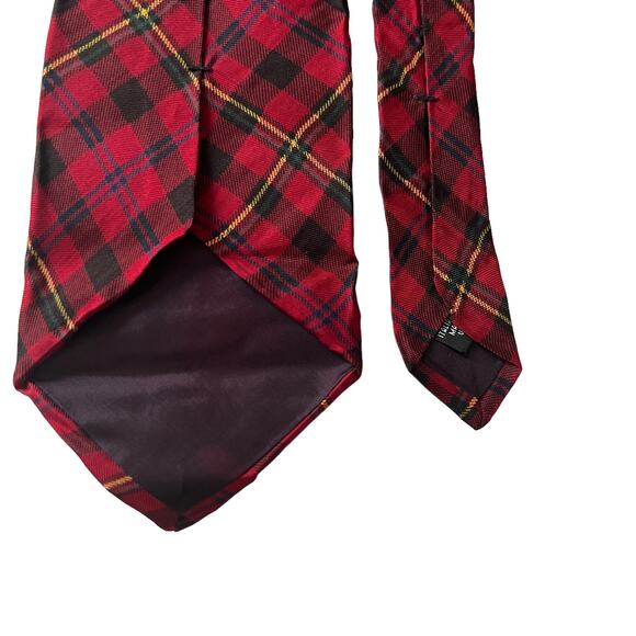 Liberty of London Red Plaid Tartan Necktie Silk USA Made Classic Men's Tie - Picture 5 of 8